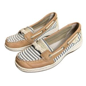 Sperry Women's Nautical Boat Shoes Slip On Classic Leather Striped Size 6